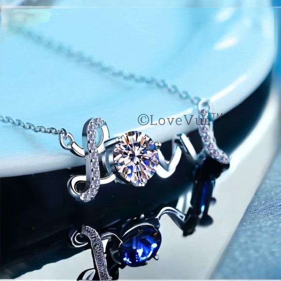 Certified 1ct. t.w. Diamond Moissanite Love Necklace - Picture 2 of 13